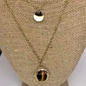 j. Crew Double Layer Tigers Eye Pendant Necklace 20in